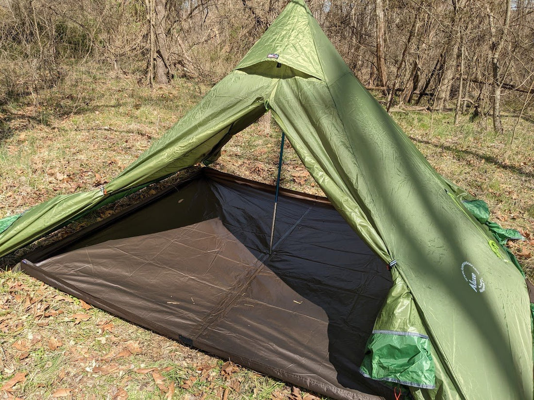 Luxe Outdoors Footprint Duo shown under a Minipeak XL