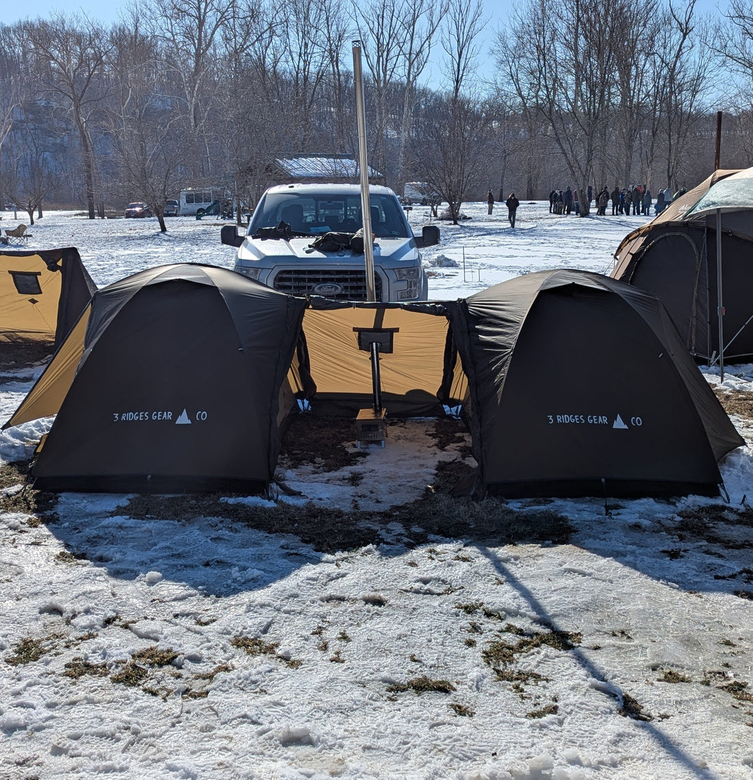 Two MauHar 2 Tents Sharing One Vestibule and Stove