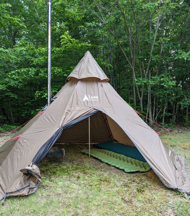 Megahorn III Tipi Hot Tent with stove and two sleeping pads