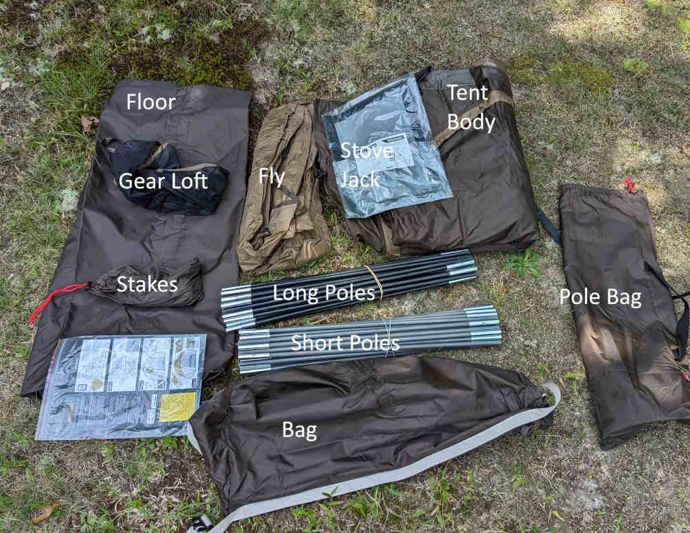 Components included with the Hercules hot tent