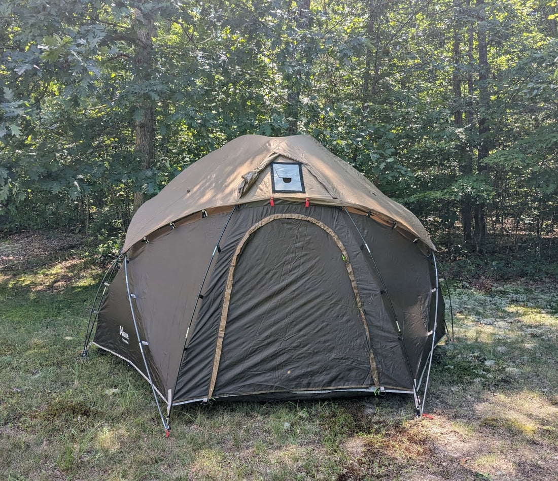 Hercules hot tent with stove jack and closed door