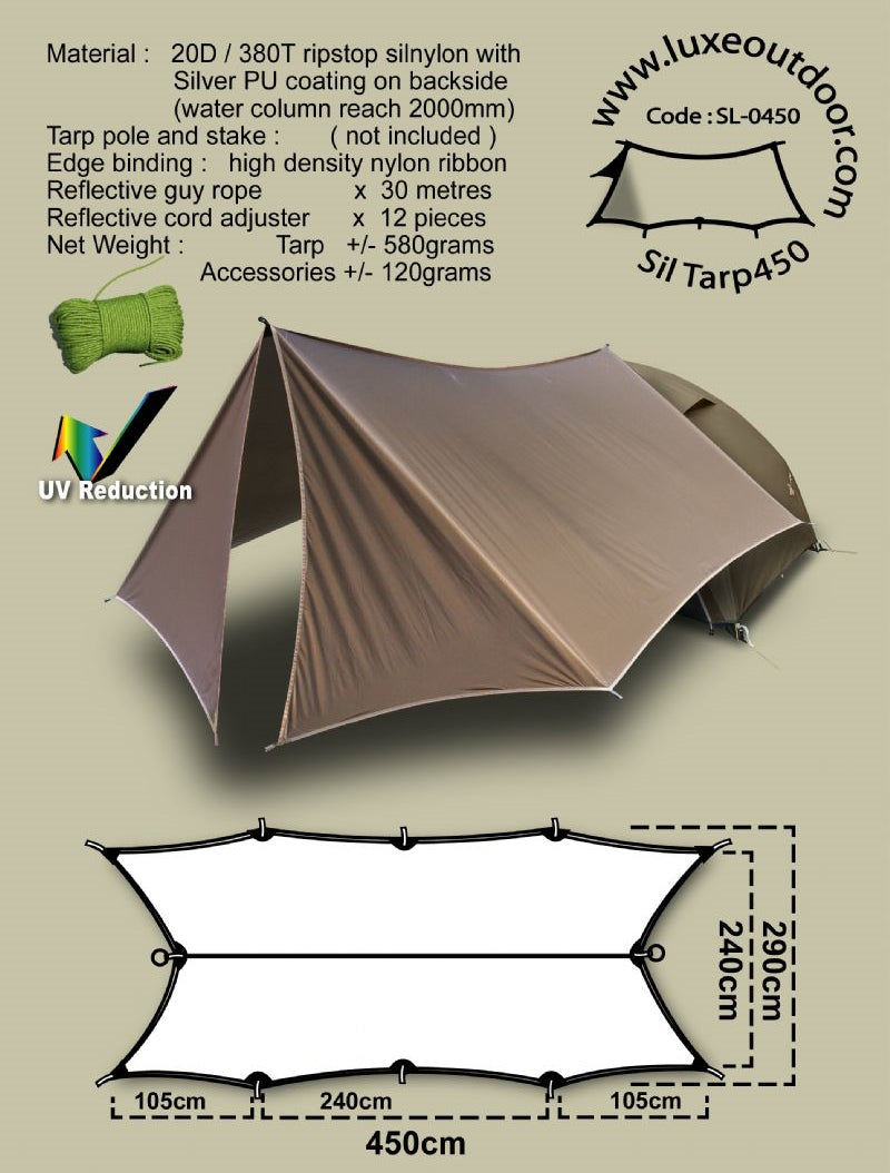 hammock and tarp Luxe Outdoors Sil Tarp 450 with Doors – ThreeRidgesGearCo