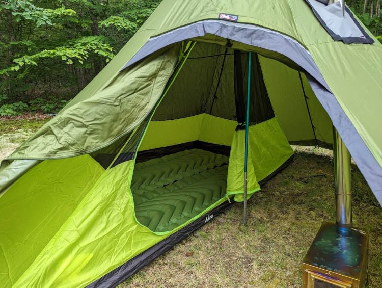 Luxe Outdoors V8 Inner inside a Octopeak F8 Hot Tent and Stove